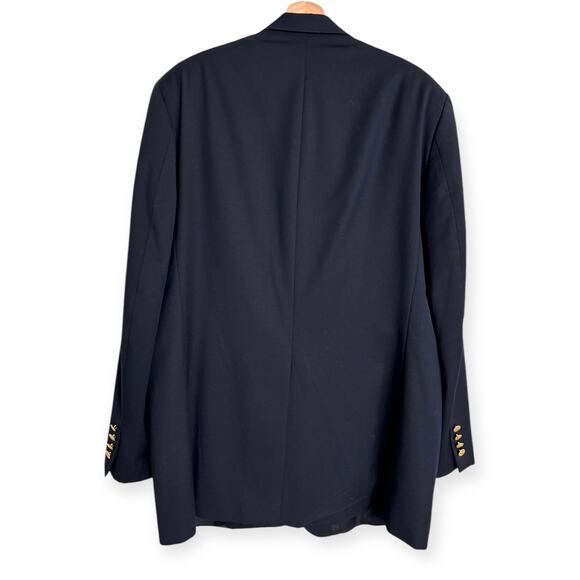 Chaps 100% Wool Navy Blue Gold Buttons Vented Preppy Blazer Men's Size 44L - Picture 2 of 13